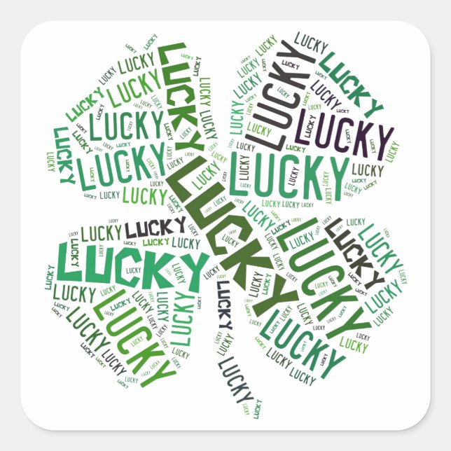 Sticker Carré Lucky Clover Word (Devant)