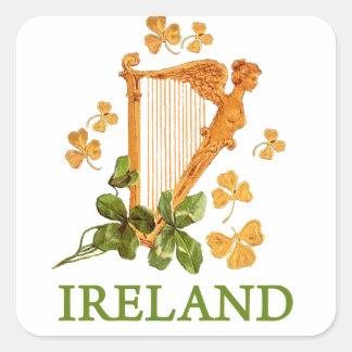 Sticker Carré Lucky Golden Harp d'Irlande
