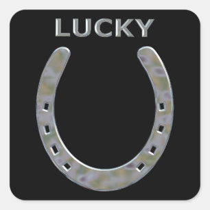 Sticker Carré Lucky Horseshoe en argent