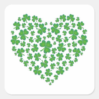 Sticker Carré Lucky Irish Shamrock Heart