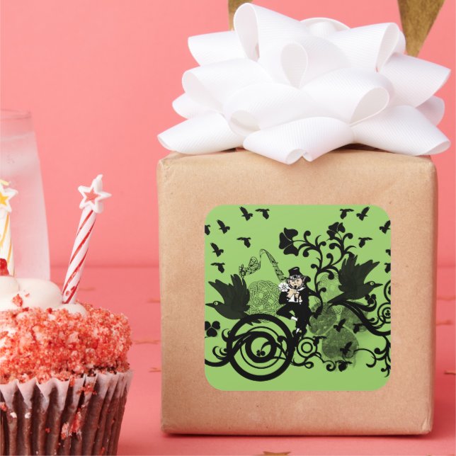 Sticker Carré Lucky Leprechaun (Fête)