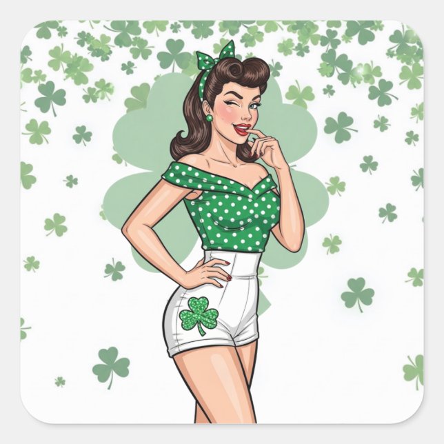 Sticker Carré Lucky Retro Glam (Devant)