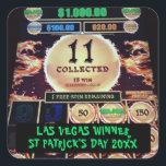 Sticker Carré Lucky Vegas Lauréat St Patrick's Day Bride à être<br><div class="desc">Cet autocollant carré dispose d'une machine à sous gagnante avec du texte vert pour le jour de st patrick. Pour modifier ou supprimer le texte et la photo cliquez sur le bouton personnaliser.</div>