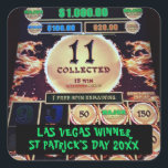 Sticker Carré Lucky Vegas Lauréat St Patrick's Day Bride à être<br><div class="desc">Cet autocollant carré dispose d'une machine à sous gagnante avec du texte vert pour le jour de st patrick. Pour modifier ou supprimer le texte et la photo cliquez sur le bouton personnaliser.</div>