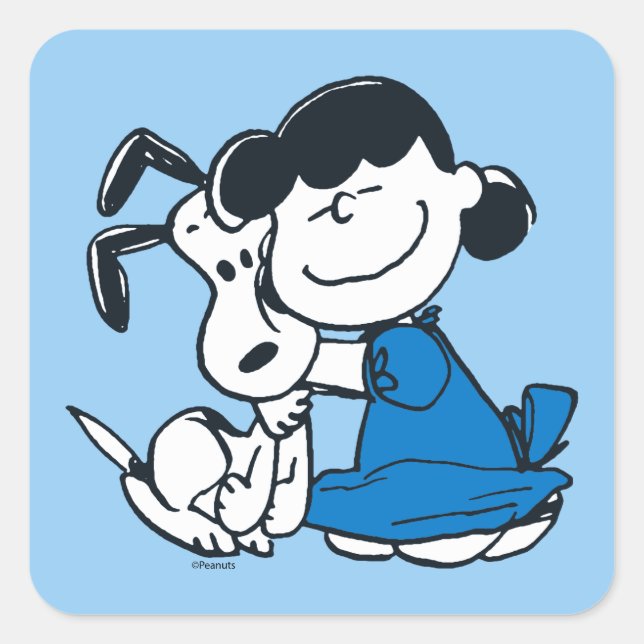Sticker Carré Lucy Hugging Snoopy (Devant)