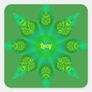 Sticker Carré LUCY ~ WOW ! Conception fractale octogonale Green 