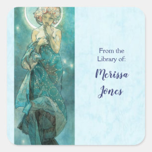 Sticker Carré Lumière de la lune par Alphonse Mucha