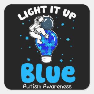 Sticker Carré Lumière It Up Blue Funny Puzzle Pièce Autisme Reco
