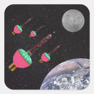 Sticker Carré Lumières bulles dans l'espace
