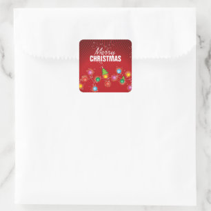 Sticker Carré Lumières colorées scintillantes d'arbre de Noël de
