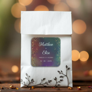 Sticker Carré Lumières de Fée de la Forêt Enchantée Mariage Fant