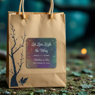 Sticker Carré Lumières de fées magiques Mariage forestier enchan