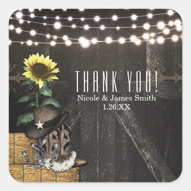 Sticker Carré Lumières de grange rustiques Country Western pour  (Devant)