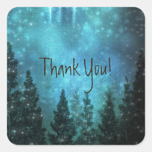 Sticker Carré Lumières étoilées Mariage campagnard de pins rusti