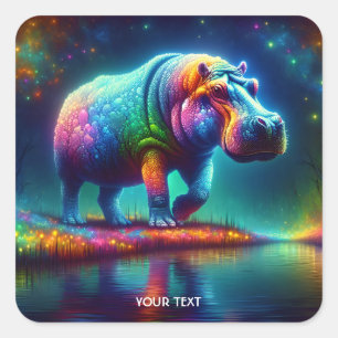 Sticker Carré Lumières multicolores Imaginaire Hippo