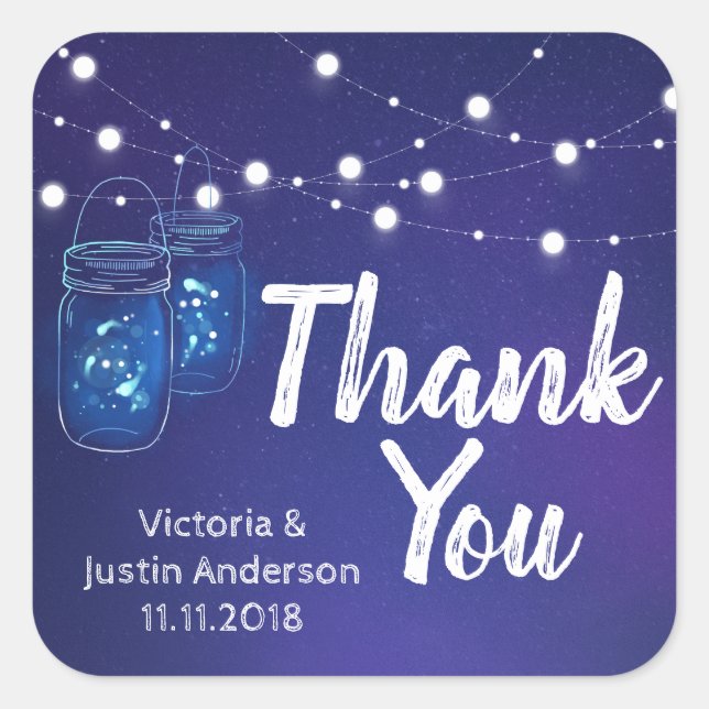 Sticker Carré Lumières rustiques de campagne mason jarres luciol (Devant)