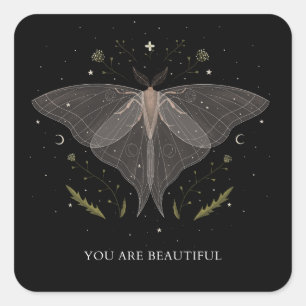 Sticker Carré Luna Moth - Vous êtes Belle