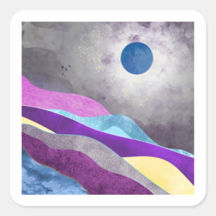 Sticker Carré Lune bleue