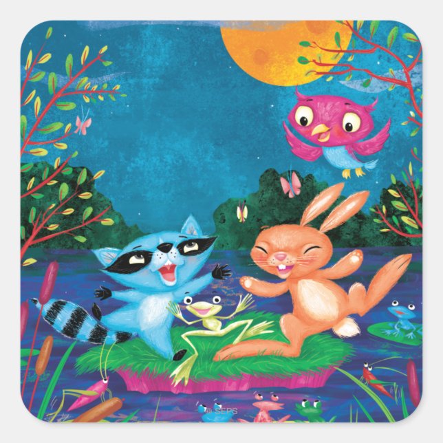 Sticker Carré Lune d'automne (Devant)