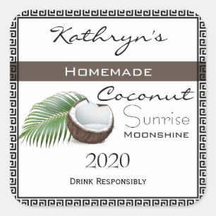 Sticker Carré Lune de noix de coco maison