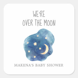 Sticker Carré Lune et étoiles Nous sommes sur la lune Favor Stic