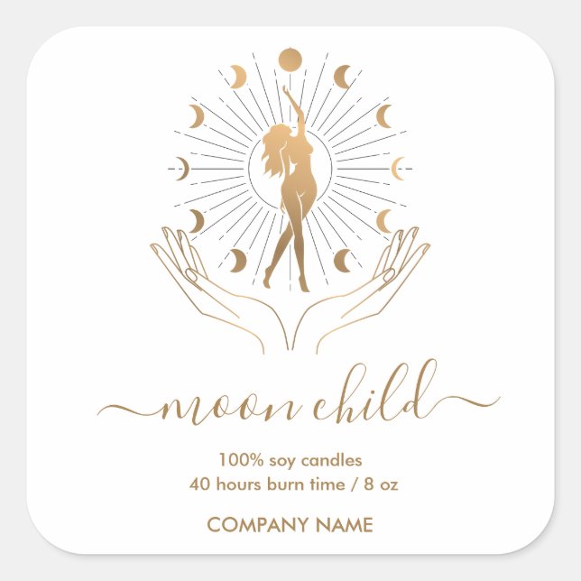 Sticker Carré Lune Mystic Witchen Celestial Willow Soy Candle Sq (Devant)