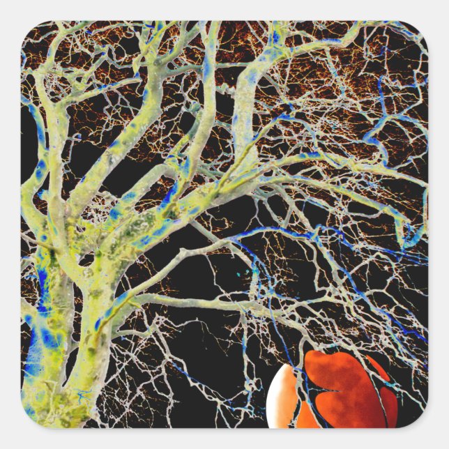 Sticker Carré Lune rouge montante (Devant)
