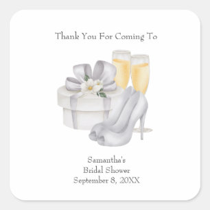 Sticker Carré Lunettes de Champagne Brides Chaussures Fête des m