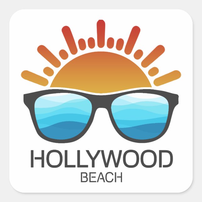 Sticker Carré Lunettes de soleil Hollywood Beach Floride (Devant)