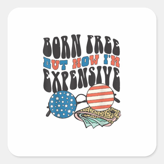 Sticker Carré Lunettes de soleil rétro Born Free Mais maintenant (Devant)