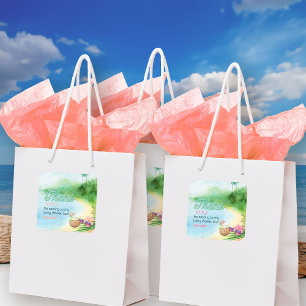 Sticker Carré Lunettes de soleil Summer Beach et Merci de cockta