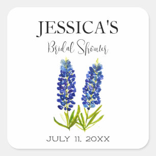 Sticker Carré Lupins Fleur Sauvage Fleurs Bleues Baby Shower