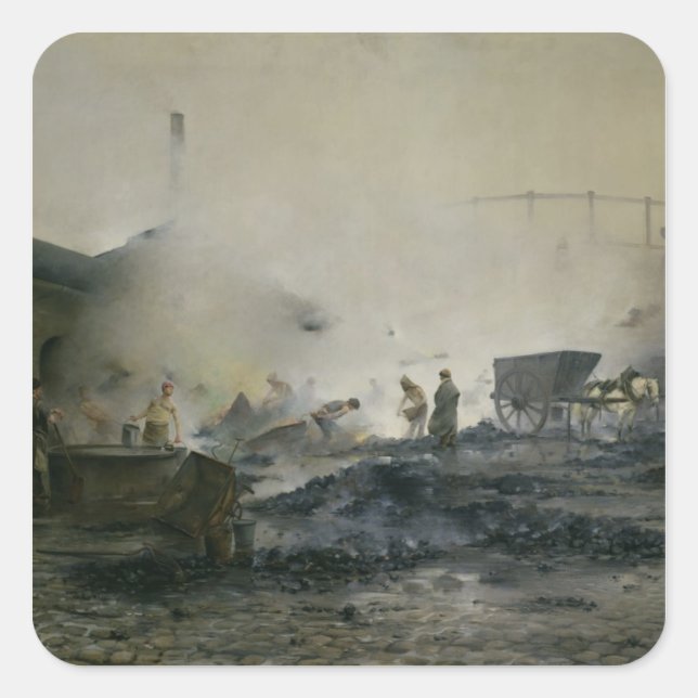 Sticker Carré L'usine de gaz de Courcelles, 1884 (Devant)