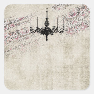 Sticker Carré Lustre victorien Shabby Chic Vintage Damask