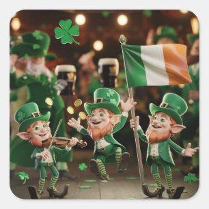 Sticker Carré Lutins chanceux saint Patrick