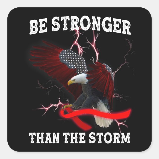 Sticker Carré Lutte contre le VIH/sida Aigle Rouge Ruban Rouge V (Devant)