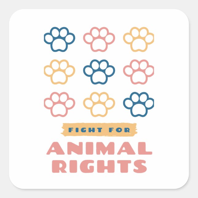 Sticker Carré Lutte pour les droits des animaux (Devant)