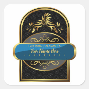 Sticker Carré LUXE  Ce Livre Appartient À (Plaque Customisée)