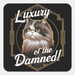 Sticker Carré Luxe des Damnés : Chat Perse Art Déco