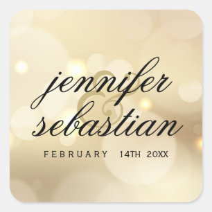 Sticker Carré Luxe Gold Parties scintillant Lights Mariage monog