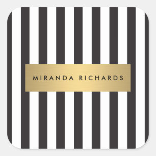 Sticker Carré Luxe Gras Gras Gris Gris et Gris avec Gold Bar