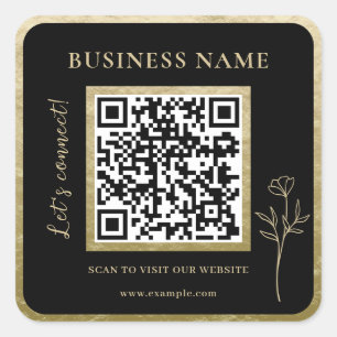 Sticker Carré Luxe moderne Golden Professional Business QR Code