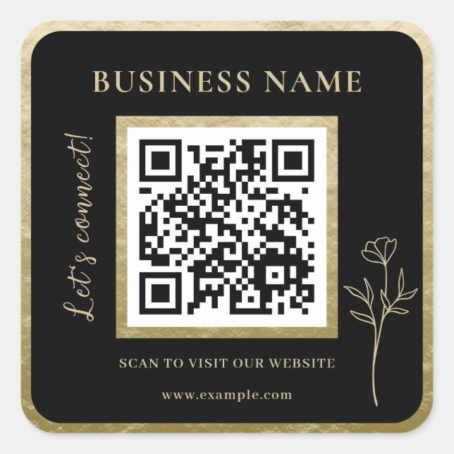 Sticker Carré Luxe moderne Golden Professional Business QR Code (Devant)