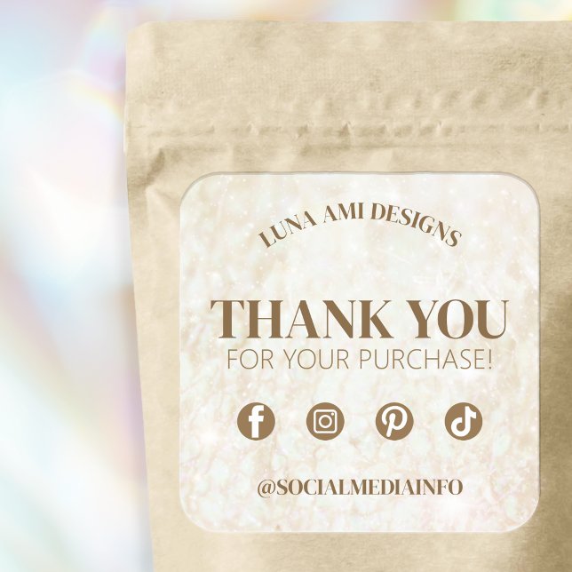 Sticker Carré Luxe Moderne tendance élégant Merci simple (Créateur téléchargé)