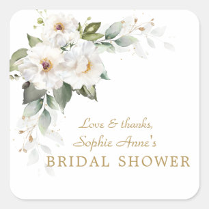 Sticker Carré Luxueux lys blancs impériaux Roses Mariage