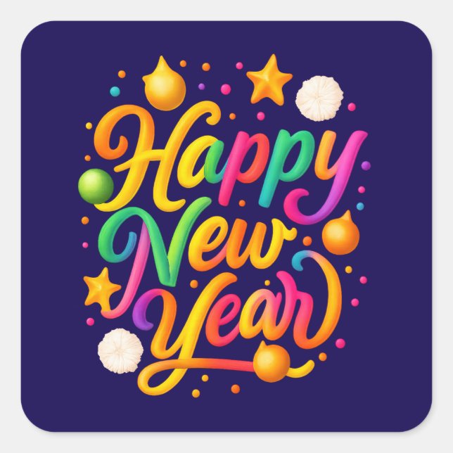 Sticker Carré Luxury New Year (Devant)