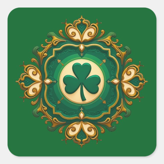Sticker Carré Luxury Shamrock St Patrick’s Day - Autocolante (Devant)