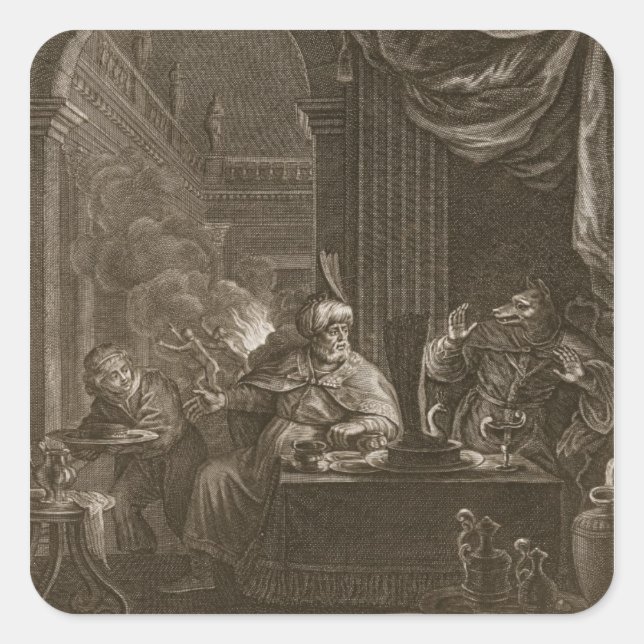 Sticker Carré Lycaon métamorphosé en loup, 1731 (gravure) (Devant)