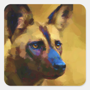 Sticker Carré Lycaon Pictus