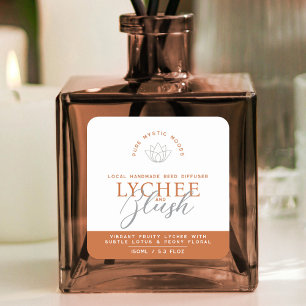 Sticker Carré Lychee Blush brûlé produit diffuseur de roseaux or